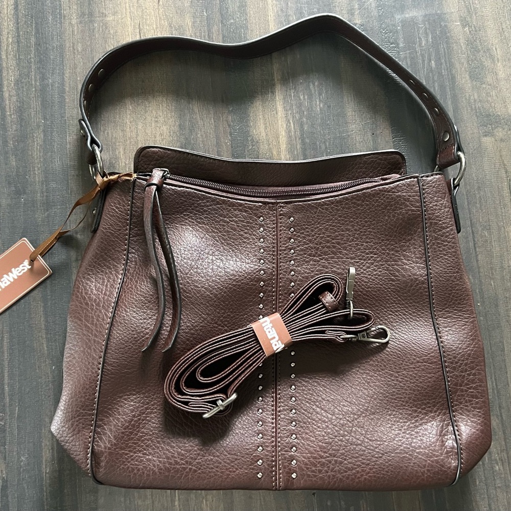 Chocolate Brown Vegan Leather Shoulder Bag